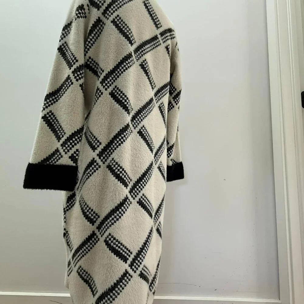 Joseph Ribkoff Checkered Jacket | Vanilla & Black | Style 223952 | Size S/P - Picture 6 of 15